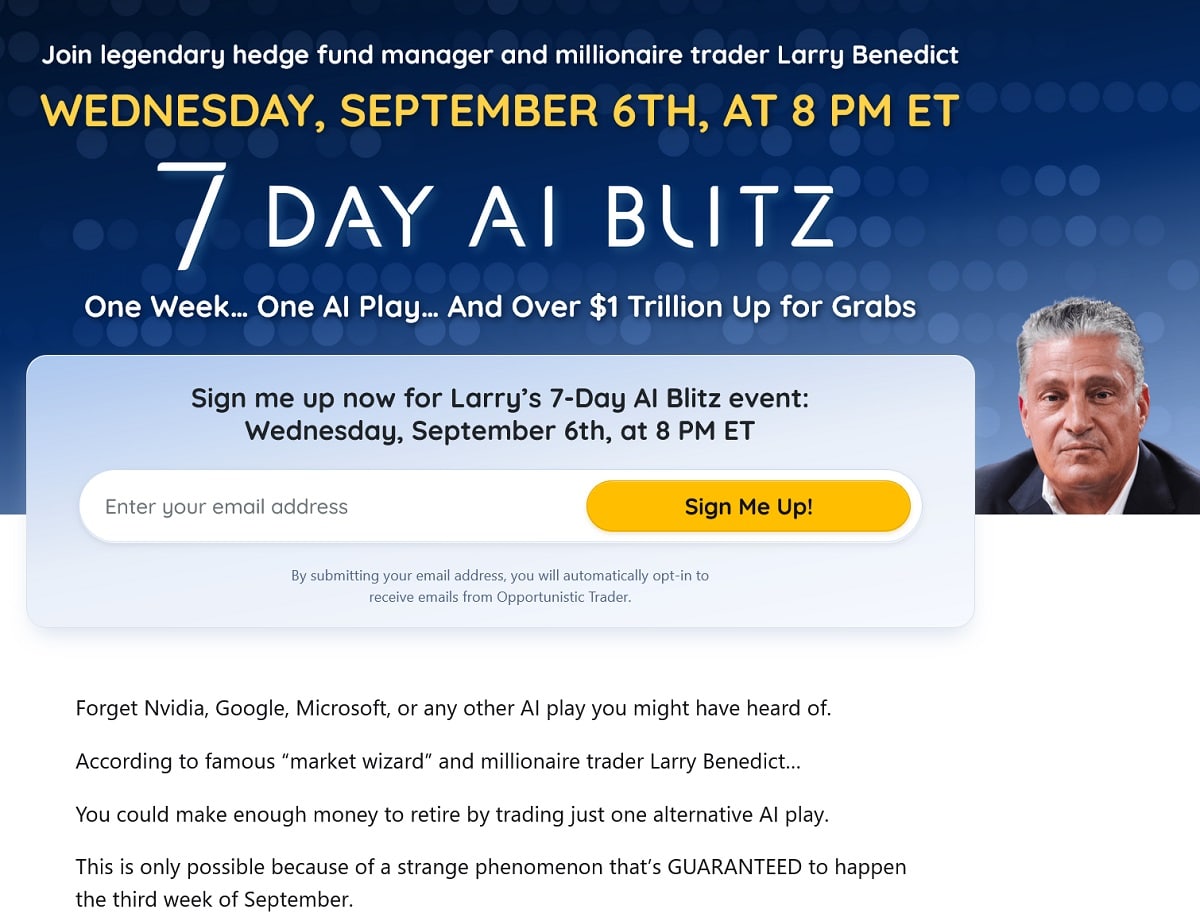 Larry Benedict 7-Day AI Blitz Event - Is It Legit?